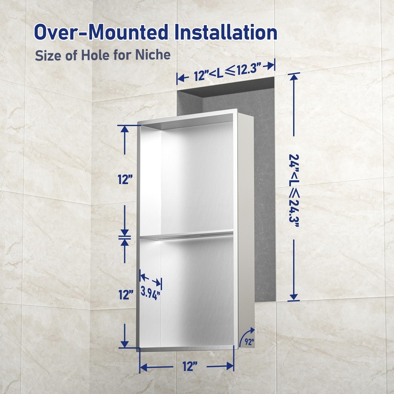 Bernkot Stainless Steel Shower Niche 24" X 12" Brushed No
