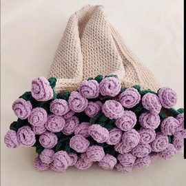 Handmade Crochet Lily of The Valley Flower Bouquet Blanket - Light Purple Sofa Blanket,32x32 Inches,Soft and Cozy Knitted Throw for Home Decor, for Mother's Day,Birthday,or Anniversary