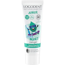 LOGONA Naturkosmetik Junior Tooth Gel Cool Mint, for Children from 6 Years, Daily Care with Long-Lasting Freshness, with Fluoride, Organic Peppermint Oil & Spearmint, Vegan Natural Cosmetics, 75 ml