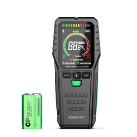 Pinless Moisture Meter for Wall,Floor – Digital Moisture Tester with 3-Color LCD Display, Audible Alarm & HOLD Function – Ideal for Home Inspections (Red_green)