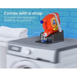 Skywin Laundry Detergent Holder Organizer and Drip Tray for Laundry Room Organization - Soap Cup Storage Tray for Liquid Laundry Detergent Containers - Laundry Detergent Dispenser Pedestal (Black, 2)