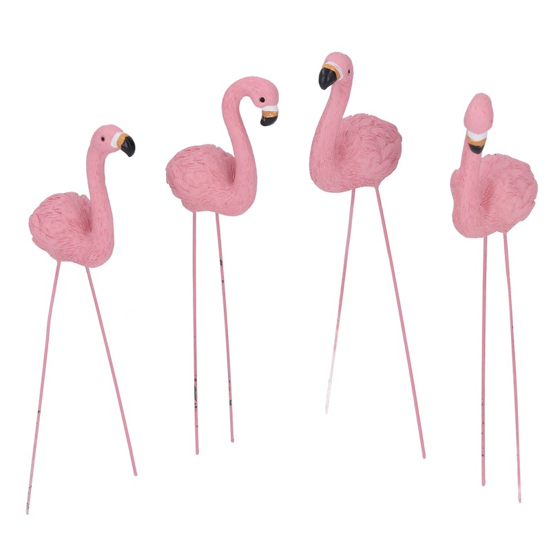 4 Pcs Pink Flamingo Garden Statue Fine Details Stylish Vivid