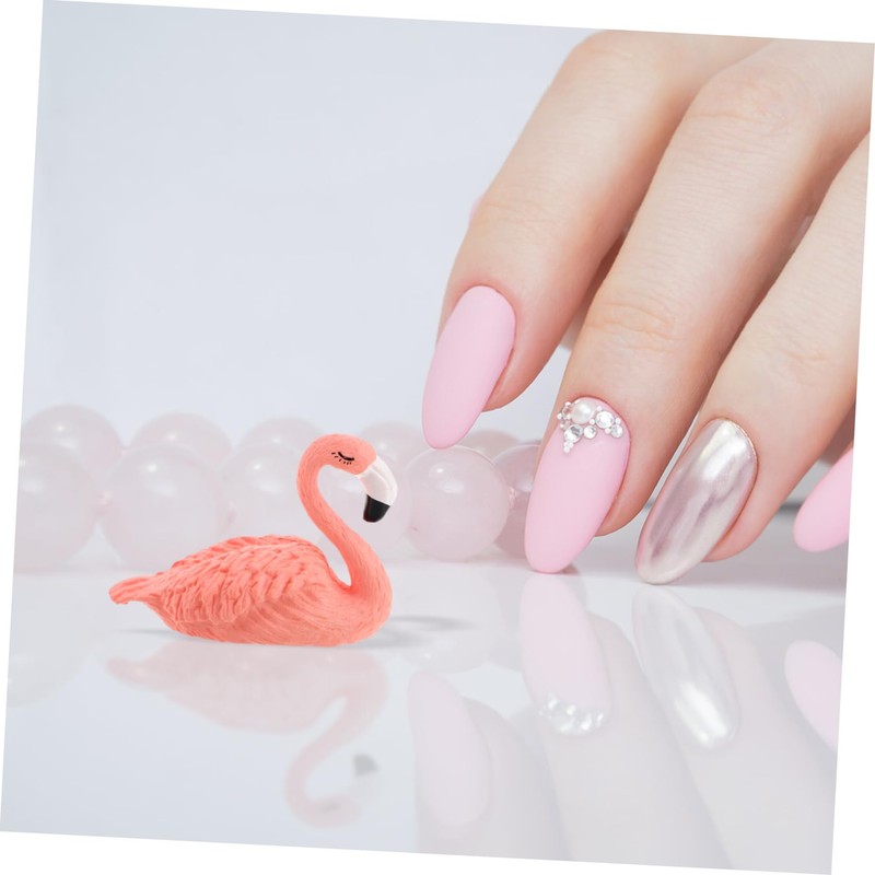 OATIPHO 5pcs Flamingo Nail Art Display Stand Resin Holder for