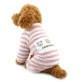 Zunea Striped Pyjamas for Small Dogs Cotton Puppy Jumpsuit Sweatshirts Outfits Cozy Soft Leisure Autumn Pet Cat Dog Clothes Pink M