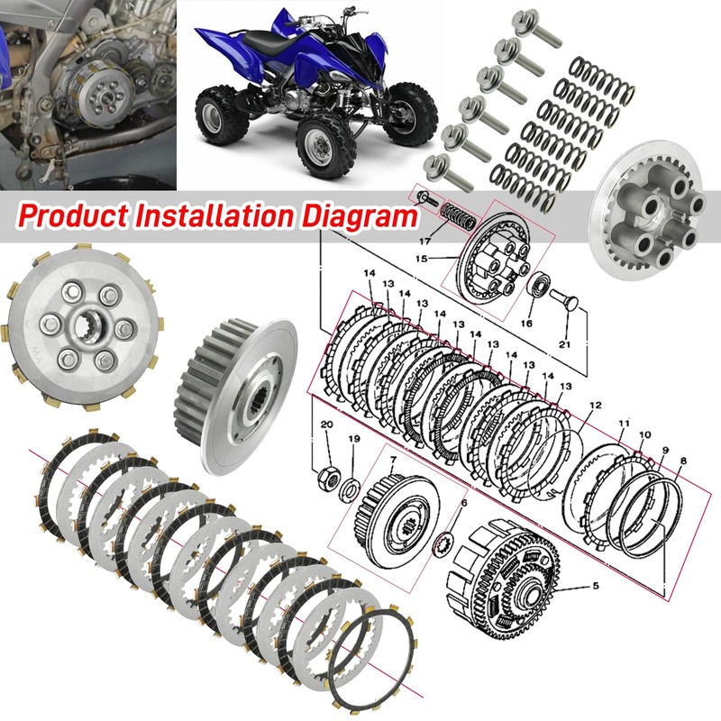 GOLKNHA Clutch Kit & Friction Steel Plate for Yamaha Raptor