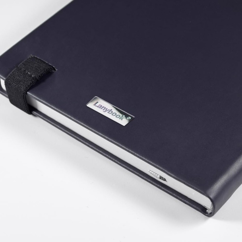 Lanybook | A5 leather notebook | in blue | chequered