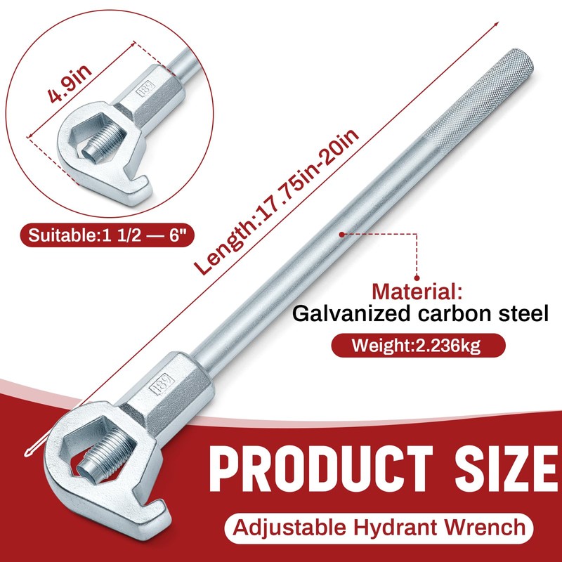 Tandefio 1 Pcs Fire Hydrant Wrench tool Heavy Duty Adjustable,