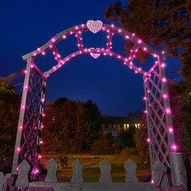 Einiiya 100 LED Pink Solar String Lights Outdoor Waterproof, 33FT Solar Lights for Outside with 8 Lighting Modes, Pink Solar Fairy Light for Wedding Valentines Party Decorations