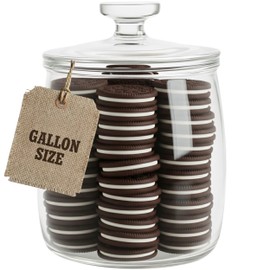 kitchentoolz Large Glass Cookie Jar with Airtight Lid - 1 Gallon Storage Container for Candy, Flour, Sugar, Pet Food & Dog Treat Canister - Pack of 1