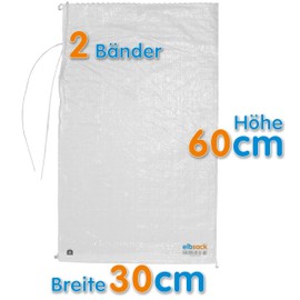 20 Elbsack Sandbags 30 x 60 cm Against Flood, Empty PP Sandbags with Ribbon for Filling, Used by THW Feuerwehr Bund