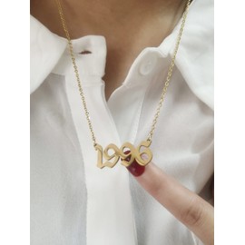 Year Necklace for Womens Girl,Initial Birth Year Number Necklace Men Boy Birthstone Birthday Charm Friendship Old English Font Stainless Steel Pendant Necklace Chain Jewelry(Year Necklace 1997,Gold)
