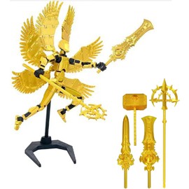 TZMFHD T13, Titan 13 Action Figure, T13 Action Figure, 3d Printed Multi-Jointed Movable, Desktop Decorations For Game Lovers Toys(Assembly Complete, Winged Judgment Angel, Four Weapons)