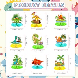 9Pcs Dinosaur Party Decorations - Dinosaur Decorations for Birthday Party Dinosaur Table Decorations Dinosaur Centerpieces