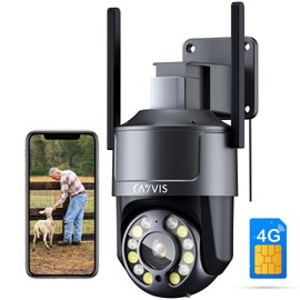 2.5K 4MP 3G/4G LTE Outdoor Surveillance Camera with SIM Card, PTZ IP Camera Outdoor 355°/90° Swivel, Person Detection and Automatic Tracking, Colour Night Vision 30 m, TF Memory, 2-Way Audio, IP66