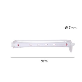 Ponik's Perm Wave Curlers for Perm Set - 7 mm - 12 Pieces - Small Cold Rollers with Round Rubber Tabs - Pink White