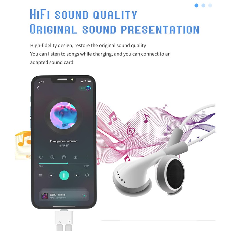 Zoyuzan Dual Lightning Headphone Adapter, 4 in 1, Perfect Sound
