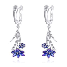 Tulip Earrings 925 Sterling Silver Enamel Tulip Earrings Dangle Flower Jewellery Tulip Jewellery Gifts for Women Female