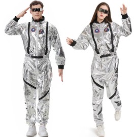 Dzorim Dzorim Astronaut Kostüm Herren Frauen Faschingskostüme Damen Astronaut Overall Space Anzug Weltall Astronauten Kostüm Herren Erwachsene Damen Spaceman Raumfahrer Costume