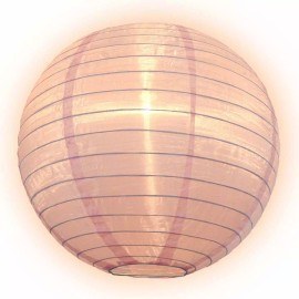 Quasimoon 12" Pink Shimmering Nylon Lantern, Even Ribbing, Durable, Hanging