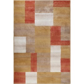 Superior Clifton Mid-Century Modern Geometric Polypropylene Indoor Area Rug with Jute Backing, 8' X 10', Ginger