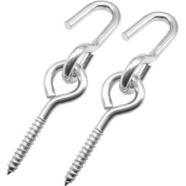 Bathonly 2 Packs Heavy Duty Hooks for Hanging, Hammock Hooks, Eye Bolt Screws, Indoor Outdoor, Load Capacity 550 LBS