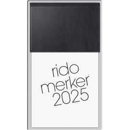 rido/idé Notebook, model Merker (2025), 1 page = 1 day, 108 × 201 mm, 736 pages, Miradur cover, black