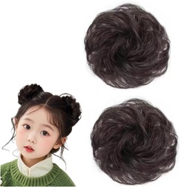 LIKENNY Hair Bun Wig, Scrunchy with Curls, Set of 2, Bun Hair Extension, For Kids, Kimono, Shignon, Hair Ornament, Everyday Use, Kindergarten Entrance Ceremony, Coming-of-age Ceremony, Graduation