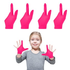 4 Pcs Thumb Sucking Guard Gloves for Kids Ages 5-13 | Breathable Sensory Glove with Chewy Compression | Stop Thumb Sucking & Nail Biting | Soft Cotton Anti-Suck Gloves (Pink+Crimson)