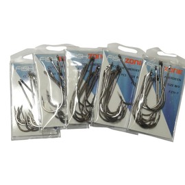 Fishzone 100 Hooks Superior Classic ABERDEEN Sea Fishing Hooks.- Available in size 4/0, 3/0, 2/0, 1/0, 1, 2, 4 and 6 - Ideal for most Sea Fishing Needs (160 hooks - 20 of each size)