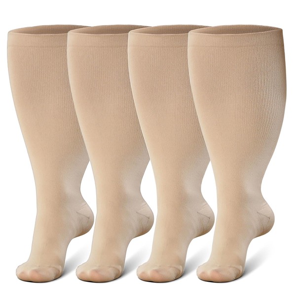 PUTUO Plus Size Compression Socks: Wide Calf Graduated Compression Stockings