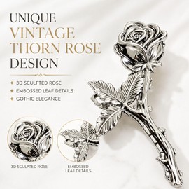 Silver Rose Metal Hair Claw Clips Vintage Leaf