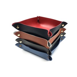 4 Pack Valet Tray PU Leather Jewelry Tray for Women and Man Portable Catchall Travel Storage Dish Plate Key Tray For Entryway Desk Organizer for Phone, Keys, Glasses, Wallet, Earphone, Watch, Coin