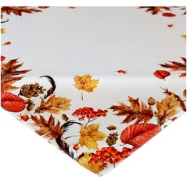 Raebel Tablecloth 85 x 85 cm Autumn Leaves Cream White Beige Colourful Printed Tablecloth Autumn Table Decoration
