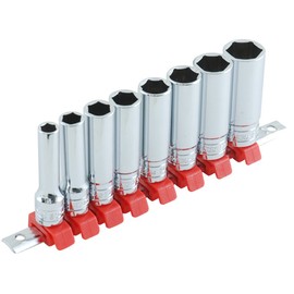 SK11 Deep Socket Set SHS308D, Clip Color: Red, Insertion Angle: 0.37 inches (9.5 mm), 8 Pieces, 1 Set