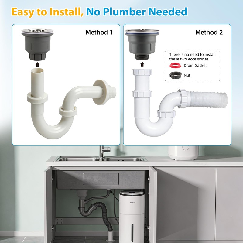 Hibbent Upgraded 3 In 1 Kitchen Sink Drain Strainer and