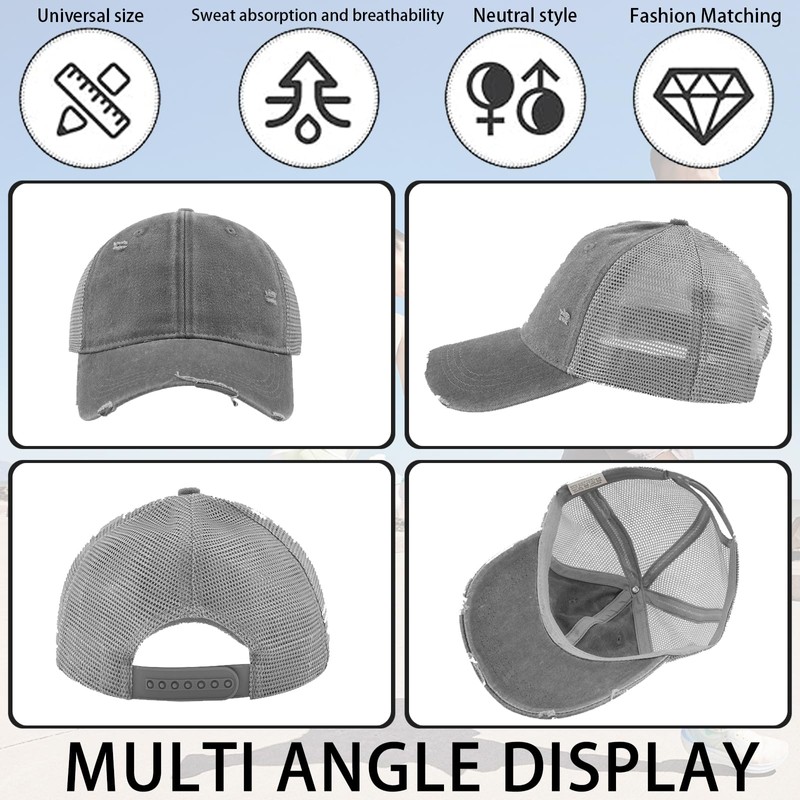 CWENDANER Unisex Baseball Cap, Trucker Cap, Mesh, Adjustable Mesh Running