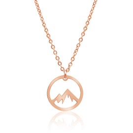 Nuoli® Berg Women's Necklace (45 + 5 cm Adjustable) Necklace with Mountain Pendant for Women and Girls, Made of Stainless Steel, Stainless Steel, mountain