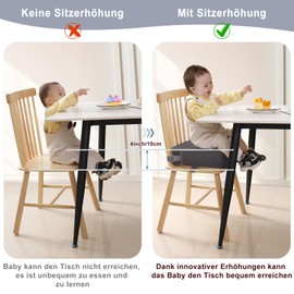 TOTIDYH Seat Raiser Chair Child PU Washable Removable 10 cm Seat Raiser Seat Cushion Children with 2 Safety Buckle Straps Portable Child Seat Raiser Non-Slip Chair Raiser Children (Dark)