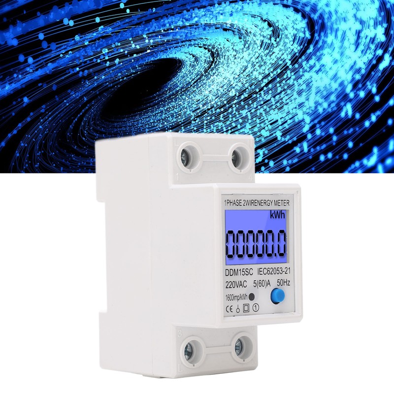 LCD Digital Energy Meter Single Phase 2P Electricity Usage Monitor