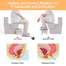 Uaniar White Wooden Poop Stool Adult, Bamboo Toilet Stool Squat, Wood Squatting Potty for Adults, Sturdy Toilet Foot Pooping for Bathroom, White