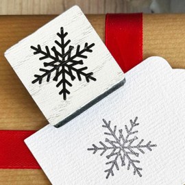 Square Snowflake Rubber Ink Stamp, Christmas Crafts, Festive Wooden Stamp for Cards Tags Scrapbook, Festive Rubber Stamp