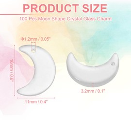 sourcing map 100 Pcs Crystal Charm, Glass Moon Crystal Beads Tiny Hanging Moon Pendant with Gold Foil for Jewelry Making Bracelet Necklace Earring DIY Craft, Matte White