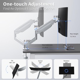 Suptek Single Monitor Mount,Adjustable Gas Spring Monitor Arm Desk Mount Stand Fits 17 20 22 23 24 26 27 32 33 inch,Holds up to 22 lbs, Black(MD18)