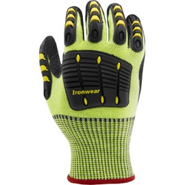 Ironwear 4885 Hi-Visibility Puncture and Impact Resistant Safety Gloves with TPR Padding