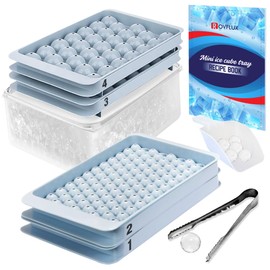 ROVFLUX Round Ice Cube Tray Set - Sphere Ice Mold Ice Tray - Round Ice Cube Mold 2x33 & 2x104 Pcs Easy Release Ice Cube Trays - Ice Cube Molds for Cocktails & Ice Coffee - Non Toxic Ice Cube Trays