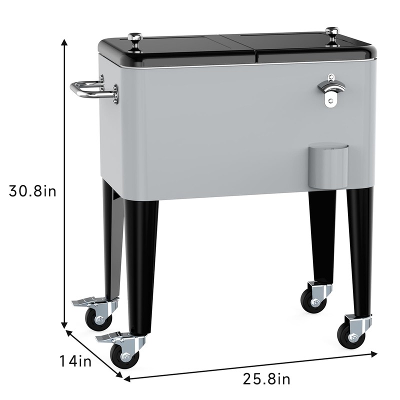 SHAREWIN 60 Quart Rolling Ice Chest, Portable Patio Party Drink