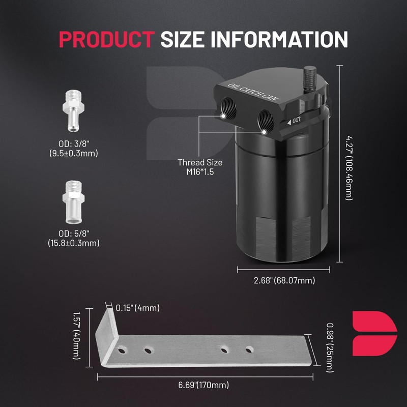 BDFHYK 300ml Oil Catch Can Kit, Universal Baffled Catch Can