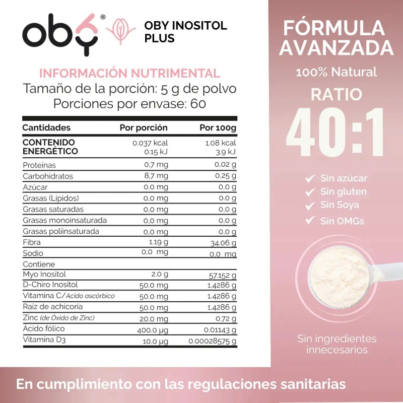 Myo Chiro Inositol Plus 300g Ácido Fólico Zinc Vitaminas Prebióticos