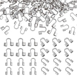 PH PandaHall 200pcs 304 Stainless Steel Wire Guardian 2 Size U Shape Wire Guard Loops Thread Protector for Necklaces Bracelets Beading Craft Making, Hole: 0.7mm/1.6mm