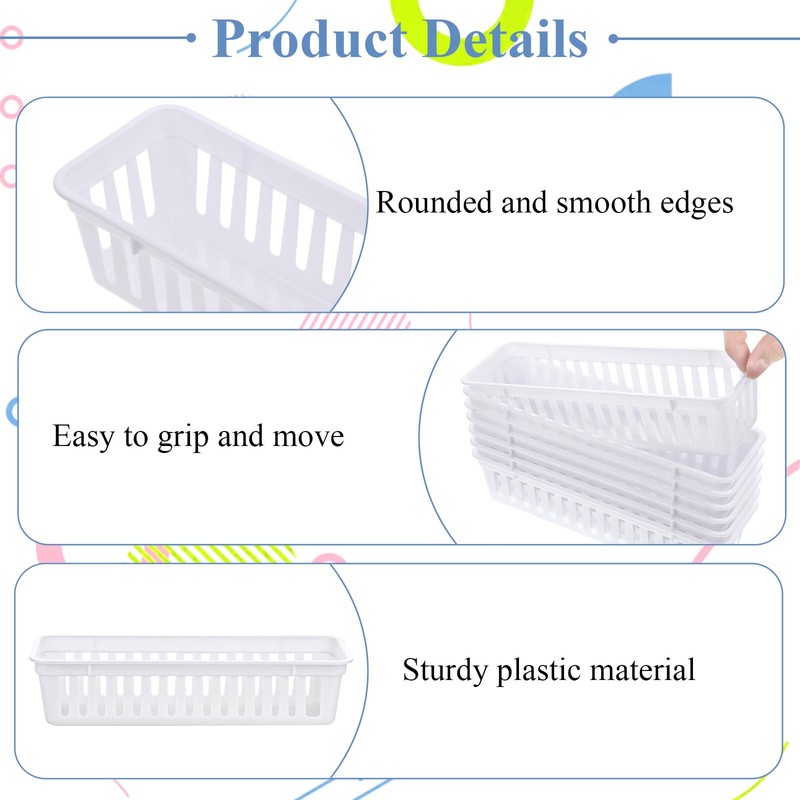15 Pack Plastic Storage Baskets for Organizing Small Narrow Storage
